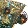 Christmas Decorations Pre-lit Artificial Hanging Basket-mixed And White LED Lights-frosted Berries