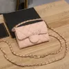 Caviar mini moedas bolsas com corrente crossbody sacos de couro aleta designer carteiras clássico acolchoado das mulheres pequeno titular do cartão cintura ba2730