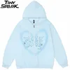 Men's Hoodies Sweatshirts Hip Hop Streetwear Hooded Jacket Men Graffiti Heart Letter Bear Print Coat Autumn Harajuku Cotton Outwear 221122