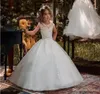 Princess White Flower Girls Dresses Lace Applique Cap Hylsa Little Kids Family F￶delsedagsfest 2018