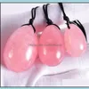 Massaggiatore facciale Uovo forato Yoni Set Cristallo naturale Quarzo rosa Mas Balls Bacchetta Donna Kegel Ginnico Jade Masr Muscoli vaginali Tighte Dhthh