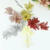 Flores decorativas 1/2pcs Artificial Christmas Glitter Poinsettia Flower Pines Folhas Folhas de árvore de árvores Decoração caseira