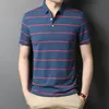 Herrpolos märke Summer Turndown Collar Sticked Tshirt Homme Casual randig andningsbar kort ärm Poloshirtkläder Högkvalitativ 221122