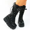 Boots Big Size 3543 Brand Design Ladies High Platform Fashion Rivet Goth Heels Women Cosplay Wedges Punk Shoes Woman 221123