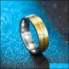 Bandringen mode Gold contrast Kleur Diamond ring Streep Strooien Staal paar Betrokkenheid Wedding Rings Band Gift Drop Delivery JE Dhajo