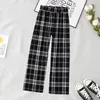 Broek meisjes plaid broek lente zomer wide been kinderen casual rechte poten tiener sport 8 j kinderen kleding 221123