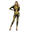 Macacões femininos Rompers Rompers Sexy Femme Bodysuit Skull Skeleletons Cosplay estágio 3D Playshon Macles Malleiros fitness Mulheres femininas femininas 221123