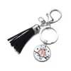Key Rings Cartoon Owl Glass Cabochon Key Ring Tassel Keychain Holders Bag Hang Fashion Jewelry Drop Delivery Dh9Py