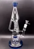 Bleu de 16 pouces en verre Bong Bong Bong avec arbre ARM DOUBLE PERC DRILATE DAB RIGNE DE 14 mm Pipes fumeurs
