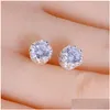 Stud Band New Gold Crown Men Stud Earring 925 Sterling Sier Cz Simated Diamonds Engagement Beautif Women Wedding Crystal Ear 54 M2 D Dhqtr
