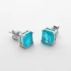 stud oevas vintage 100 ٪ 925 Sterling Silver Paraiba Tourmaline Gemstone Birthstone Ear Studs Ladies Fine Jewelry Wholesale 221119