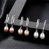 New fashion freshwater pearl micro set zircon dangle earrings women jewelry temperament lady exquisite luxury s925 silver earrings accessory gift