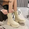 Boots Winter Warm High Heels For Women Square Toe Shoes Ladies Fashion Platform Thick Sole Short Ankle Booties 221122