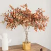 Fleurs décoratives Style d'automne plantes artificielles fausses murs de feuille de maison décoration de décoration de décoration simulation en soie Eucalyptus Branche d'arbre