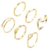 ウェディングリングゴールデンシルバーローズゴールドカラー6pcs/set resizable engyover lover copper for women men Jewelry Gifts