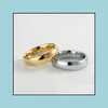 Band Rings Simple Stainless Steel Smooth Gold Rings Women Men Engagement Wedding Fashion Jewelry Drop Delivery Dhcru