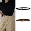 Cinturones Cinturón de mujer Oro Geométrico Hebilla de metal Cintura Simple Cuero fino para mujer Señoras Jeans Accesorios de vestir