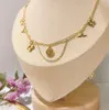 Colares de Aço Inoxidável Banhado a Ouro 18K Gargantilha Cadeia Letra Bloqueio Pingente Declaração Moda Colar Feminino Jóias de Casamento Acessórios X095