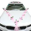 Ghirlande di fiori decorativi Rosa bianca Artificiale per la decorazione dell'auto da sposa Decorazioni nuziali Nastri per maniglie delle porte Seta 221122