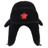 Cappelli HT2766K Cappello russo Spesso caldo Bambini Inverno Bambino Pelliccia nera Sci Paraorecchie Berretto Ragazzi Ragazze Bomber Bambini