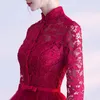 Etnik Giyim Gelin Dantel Geleneksel Çin Gelinlik Gece Elbise Uzun Kızlar Cheongsam Kırmızı Qipao Elbiseler Kadın Robe Oriental