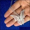 Pendant Necklaces Sier Butterfly Diamond Necklace Chain Jewelry Women Fashion Gift Drop Delivery Necklaces Pendants Dhscc