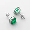 Stud Oevas Elegant 77mm Vintage Emerald Earrings Top Quality Real 925 Sterling Silver Wedding Party Bride Band Jewelry Gifts 221119