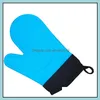 Oven Mitts Extra Long Professional Sile Oven Mitt Kitchen Waterproof Nonslip Potholder Gloves Cooking Baking Glove Home Tools Drop D Dheua