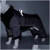 Hundkläder Vinterdjur Dog Apparel Kläder Vattentät kappa med D Ring varma husdjurskläder för medelhög valpjacka hundar fyra benhopp dhlqc