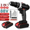 Electric Drill Pro 88vf 3 i 1 Skruvmejsel 2 Speed ​​253 Torque Driver Power Tool Set med 6000mAh Batteritillbehör 221122