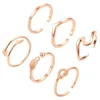 ウェディングリングゴールデンシルバーローズゴールドカラー6pcs/set resizable engyover lover copper for women men Jewelry Gifts