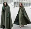 Kvinnor Down Five-Color Hooded Shawl Extended Cloak Coat Tweed Women Solid Sleeve Wool