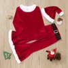 Clothing Sets Toddler Girls Xmas Costume For Year Kids Clothes Set Tops Belt Pants Hat Baby Christmas Outfit 221122