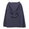 Men's Hoodies Sweatshirts Unisex Happy Smiling Face Print Patchwork Women Long Sleeve Hooded Pullover Jumper 221123