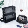 Açık siyah makyaj çantası seyahat neceser tuvalet kozmetik organizatör torbası set kadınlar ağ küçük büyük şeffaf makyaj