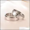 Band Rings Stainless Steel Rotatable Ring Band Finger Rotating Couple Diamond Rings Wedding Engagement Bands For Men Women Jewelry D Dhxuw