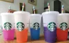 Reutilizável 5 peças Starbucks canecas Tumbler de cor Magia Magic PP Grade 24oz/710ml com palha