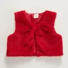 Kläduppsättningar födda baby flickor kläder mode julklänning plysch väst pannband 3 st höst vinter småbarn spädbarnskläder 221122