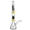 16.2inch Tall Glass Bongs 3 Pieces Removable Beaker Bubbler with Arm Tree Perc Freezable Helix Coil Water Pipe with 18 mm Joint Spiral Dab Rig Accessory