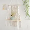 Tapestries Diy Handmade Tassel Macrame Tapijtwand Hangende plank Boho katoenen touw geweven plantenhanger houten drijvende houder