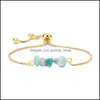 Charme Bracelets Gravier Puce Pierre Bracelet Réglable Chaîne En Or Naturel Bracelets Reiki Semi-précieux Bijoux De Mode Femmes Cadeau Dro Dhjny