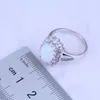 Cluster Rings Top Quality Trendy Big Oval Egg Shape Rare White Fire Opal Cubic Zirconia Ring Silver Color Fashion Jewelr J0531