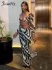 Tvådelad klänning Jusahy Women Summer Leopard Tryckt Skinny Beach Två stycken Set Pullover Full Sleeve Low Cut Super Short Top rak kjol 221123