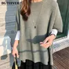 Women's Sweaters BGTEEVER Casual O-neck Oversized Sweater Pullovers Autumn Knitting Tops Batwing Sleeve Side Split Vest 221123