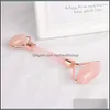 Face Massager S Real Brazilian Rose Quartz Facial Mas Roller Beauty Jade For Face With Gift Box Package Drop Delivery Health Dhxrc