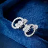 Stud Earrings 0.28 Carat Diamond Real AU750 18K White Gold For Women Cute Bowdnot Engagement Jewelry