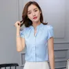 Women's Jumpsuits Rompers women tops and blouse shirt body short sleeve V neck white red pink blue summer autumn female korean work wear clothing 221123