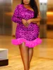 Party Dresses African Women Sequin One Shoulder Long Sleeve Velvet Short Tight Gown Tulle Ruffle Glitter Evening Club Wear 221123