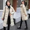 Женская модная мода Shiny Mid Dlonge Hotte Hover Женщины 2022 Зимняя корейская версия Slim A-Line Stand Jacket JD1689