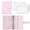 Hole Binder Pockets Plastic Zipper Money Saving Envelope A6 Budget Planner Notebook Covers Folder Color